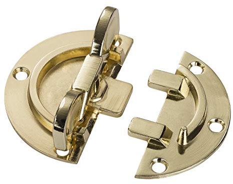 4 Stück Drehriegel Ø 61 mm, Stahl vermessingt, Dreh-Verriegelung, Tischbeschlag Möbelriegel zum Anschrauben Tischverbinder von SO-TECH®