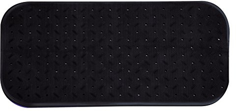 MSV Premium Duschmatte Badematte Badewannenmatte Badewanneneinlage antibakteriell rutschfest mit Saugnäpfen-Schwarz-duftet nach Rosen-ca. 36 x 97 cm-waschbar bei 60° Grad, Black