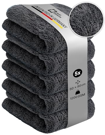 Liquid Elements Trockentuch Silverback XL 1200 GSM 50x80cm, 5er | Weiches Mikrofasertuch zur Autopflege, extrem saugstark, fusselfrei & lackschonend