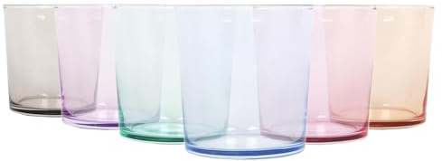 Lav 62424 Set 6 Vasos Pinta Colores Pastel, 345Cc, Vidrio, Multicolor