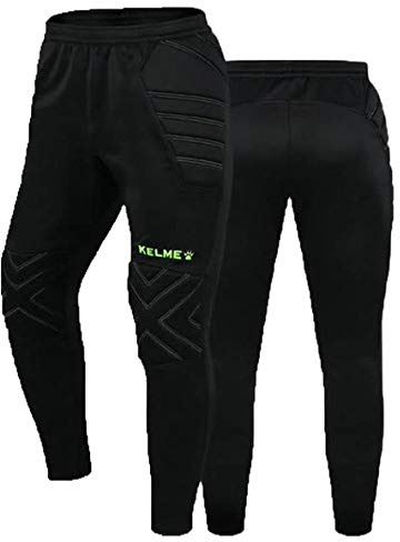 KELME Soccer Goalkeeper Pants Pro with Protection Pads – Padded Soccer Goalie Pants – Kids, Youth and Adults Sizes (Black/Yellow, Medium)
