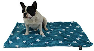 HS-Hundebett Made in Germany Hundedecke, Sterne Petrol, 45 x65cm für kleine & große Hunde I Flauschige Hunde Sommerdecke, waschbar, trocknergeeignet