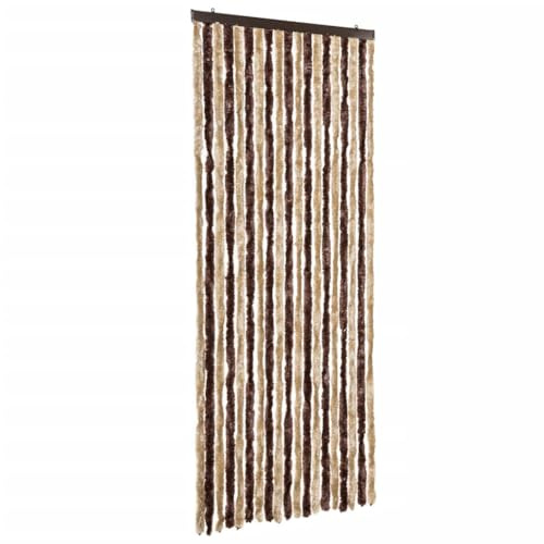 vidaXL Insektenschutz Vorhang Flauschvorhang Plüschvorhang Türvorhang Fadenvorhang Fliegenschutz Wohnwagen Camping Beige Hellbraun 56x200cm Chenille