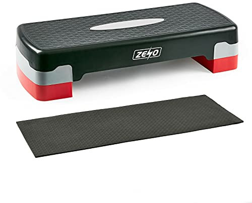 ZENO Exercise Step & Training Mat | Steppers for Exercise Workout | Adjustable Height 2 Levels Aerobic Step | 10cm and 15cm Cardio Exercise Stepper | Training Step for Home or Gym Workout Routines