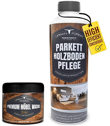 · URBAN FOREST · PREMIUM PRODUCTS Urban Forest Kit économique de cire pour bois incolore + nettoyant pour sols en bois pour parquet et bois Entretien professionnel du bois Fabriqué en Allemagne