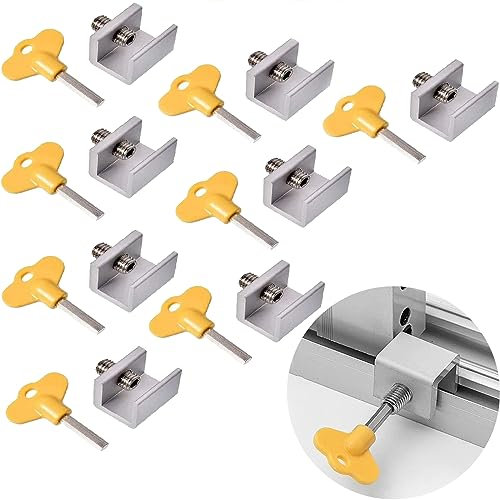Butée de Fenêtre Coulissante,Lot de 8 Verrous de Sécurité Réglables en Aluminium, Bloque Porte Coulissante Bloque Fenetre Clés Pour La Sécurité Des Enfants Et Des Bébés