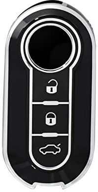 OFFCURVE Autoschlüssel Hülle für FIAT 500 500L 500X Panda Punto Ducato Doblo, Schlüsselhülle TPU Silikon Key Cover Schutzhülle für Lancia Ypsilon Delta – Kratzfest