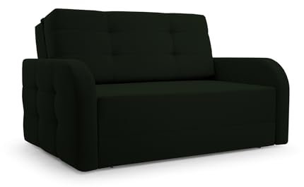 MOEBLO Kindersofa Porto 120 – Schlafsessel Sofa Sessel Jugendsofa Schlafsofa 2-Sitzer Gästebett mit Schlaffunktion und Bettkasten Dunkelgrün (BRAGI 78)