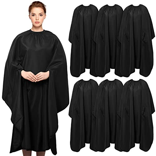Mepase Professioneller Friseurumhang mit Armausschnitten, schwarzer Haarschneideumhang mit verstellbarem Schnappverschluss, Nylon, wasserdicht, Salonumhang, Friseurumhang für Erwachsene, Kinder,
