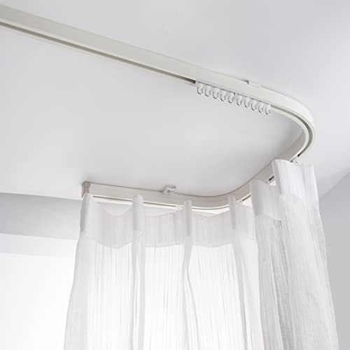 CRIPT Biegsame Aluminium-Gardinenschiene, Gebogene Gardinenschiene, Raumteiler-Gardinenstangen Für U/L-Förmige/Gerade Fenster/Ceiling Mount/3M