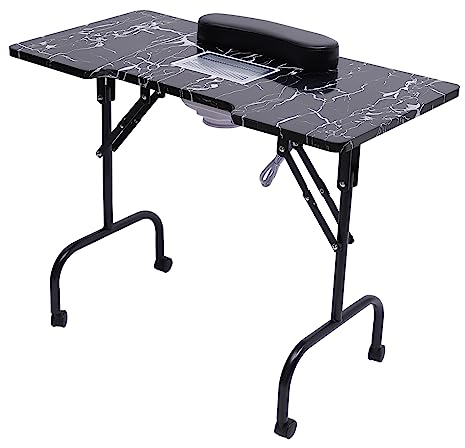 Yolancity Tragbarer Nageltisch mit Absaugung, Maniküre Tisch für Techniker mit Klappfunktion, Staubabsaugung für Näge, Manikürtisch mit Rollen, für Beide Salon und zu Hause, 90 x 48 x 72cm