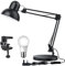 LONGTOO Bigger Table Lamp with E27 Screw Bulb, Flexible Clamp on Desk Light, Adjustable 65cm Swing Arm Light for Office, Bedside, Studying, and Reading