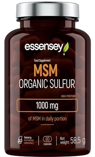 ESSENSEY - MSM Organischer Schwefel I 1000 mg I 90 Kapseln I Hochdosiert I Für Vegetarier I 45 Tagesdosen I Leicht zu schlucken