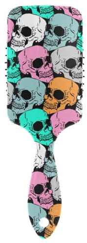 Brosse à cheveux rembourrée en plastique pour hommes, femmes et enfants, tête de mort colorée pour cheveux longs, épais, bouclés, ondulés, secs et abîmés