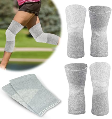 Zinueen Kniebandage Damen aus Bambus für Männer & Damen | 4 Stück | Kompression für Volleyball, Training, Arthrose & Sport | Knee Sleeves (L)
