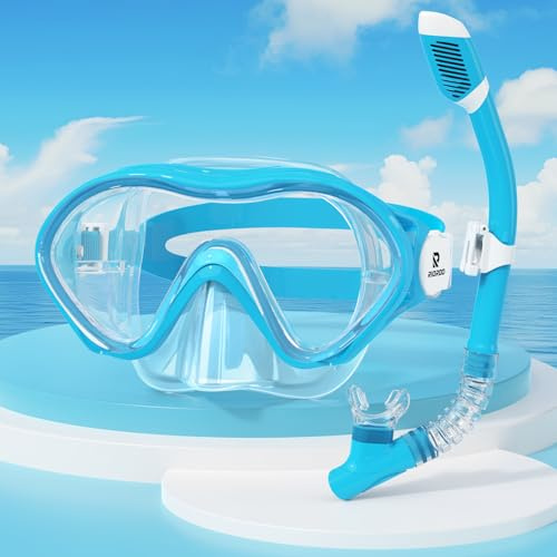 RIOROO Simglasögon för Barn 4-14 År, Snorkelmask Med Nässkydd Anti-Dimma, Anti-Läckage, 180° Panorama HD-Simmask för Pojkar Flickor Ungdomar