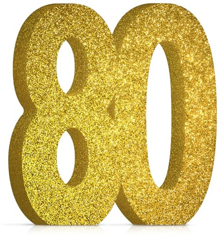 Deko 80 Geburtstag Männer Und Frauen, Goldene Glitter 80. Geburtstag Mittelstück Tischdeko Geburtstag, 80 Geburtstag Party Deko Supplies, Geschenke Für Männer Frauen Geburtstag