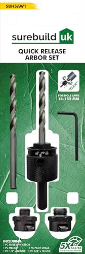 Surebuild UK Universal Quick Change Holesaw Release Hex Arbor and Adaptors, Fits 14-152mm, SBHSAW1