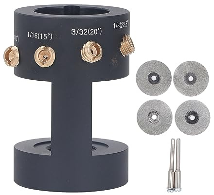 Affûteuse d'électrodes en tungstène - Meuleuse d'électrodes de soudage TIG à angles multiples | Alliage d'aluminium durable, comprend 4 meules diamantées et 2 tiges de connexion