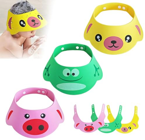 Gorro De Ducha Para Bebé De 3 Piezas, Gorro De Ducha Ajustable Para Niños, Lindo Gorro De Ducha Impermeable Con Protección Para Los Oídos, Gorro De Baño