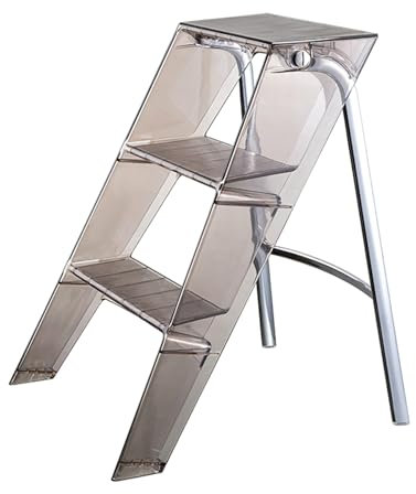 Escabeau Pliable à 3 Marches Tabouret Pliant en Acrylique avec 36×18cm Larges Marchepied Antidérapant, Présentoir Support à Fleurs, Escabeau Multifonctionnel pour intérieur/extérieur