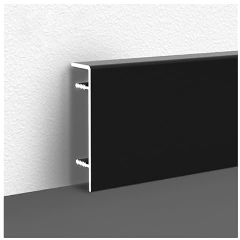 Plinthes Plinthe en aluminium personnalisable, garniture de plaque de base de canal mural noir pour salon/chambre/cuisine/salle à manger, canal de plinthe en métal facile à installer(L 4m/13.1ft,H 5cm