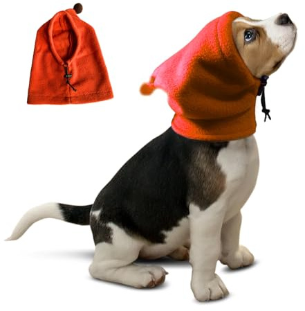 BT Bear Hundemütze, weich, warm, Fleece, beruhigend, winddicht, leise Ohren für kleine, mittelgroße und große Hunde, Orange, Größe S