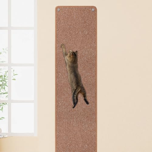 FHTONGE Verdickter Katzenkratzteppich mit 16 festen Nägeln, extra groß, hohe Kratzmatte für Wand, Wandmontage, Kletterkatzenkratzer für Möbel, Couch, Sofa, Schutz (Kaffee)