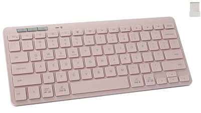 Bnnwa Clavier Bluetooth sans Fil, Bluetooth + 2,4 G Double Mode, Petit Clavier Externe Portable sans Fil pour Tablette Android, téléphone, Windows Surface (Rose)