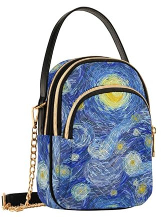 Van Gogh Umhängetasche für Damen und Mädchen, Motiv: Sternennacht, Kunst, Ölgemälde, Damen-Umhängetasche, Handy-Handtaschen, Münzgeldbörse, Geschenke, B3316