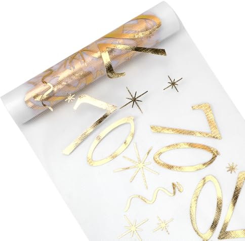 Tischläufer Geburtstag Tischdeko 28 cm x 10 m, Tischläufer Gold Rolle, Deko Frau Mann, Tischdecke Tischband
