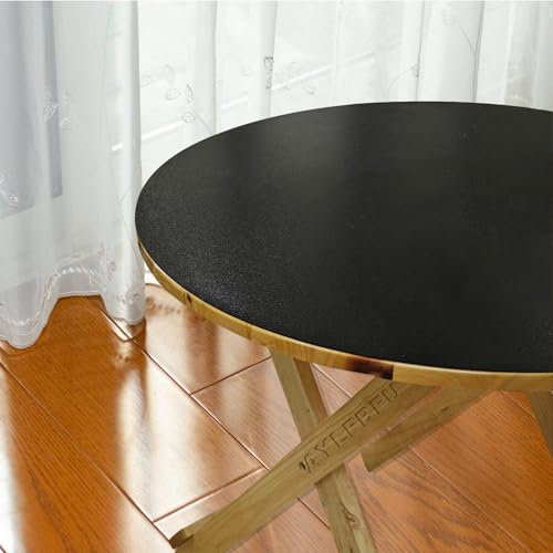 Runde Durchsichtige Tischdecke für Holztisch 109cm - Schutzfolie Tisch Matt Schwarz 1.5mm - Wasserdicht, rutschfest, Faltenfrei PVC Platte, Tischdecke Biertisch