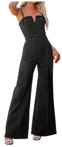 Latzhose Damen Jeans, Lang Jumpsuits Für Damen Elegant Sommer Ärmellos Sexy Jeans Overall Bib Romper Jeanslatzhose 90er Jahre Große Größen Baggy Trägeroverall Jeans Arbeitsoverall Damen Latzhose