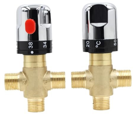 FUNOMOCYA Valvola Miscelatrice Termostatica in Ottone Per Rubinetto Doccia Regolazione Facile Della Temperatura Dell'acqua Calda E Fredda