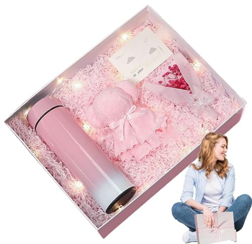 Hogvinnatil Boîte cadeau pour maman – Lot de 4 boîtes élégantes à thème ours avec, fleurs et cartes | Mug isotherme fleurs cartes de vœux sac cadeau avec serviette pour femme