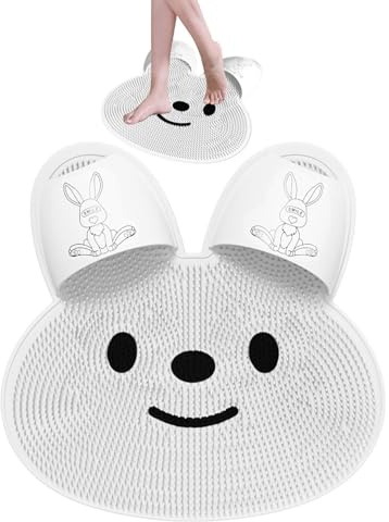 Pieds de douche - Exfoliant pour le dos - Tapis de massage en silicone antidérapant - Brosse de bain de lapin mignonne pour nettoyer les pieds - Exfoliant pour détendre le corps, les bras, les jambes