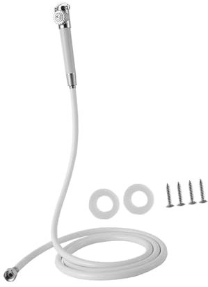 Alcachofa de ducha empotrada de acero inoxidable de PVC prensada a mano con manguera, rociador portátil para barcos, fácil de usar, boquilla externa con manguera