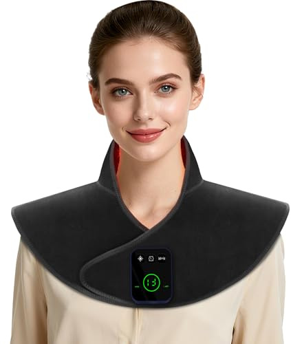 Hottoerak Rotlichtlampe, 660&850nm Infrarotlampe mit 3 Modi & 10/20/30 Min Timer, Weiches Crystal Super Soft Material, 5000 mAh Akku, Kabellos Rotlicht Cape für Hals und Schultern