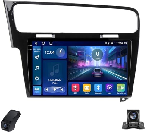 Double Din Car Radio 2K Touchscreen for Volkswagen Golf 7 2012-2020 Car Stereo Multimedia Player/CarPlay/Android Auto/Bluetooth/GPS/FM/AM/RDS/DSP/5GWIFI/4GLTE/Rear View Cam/ADAS DVR(C30Plus)