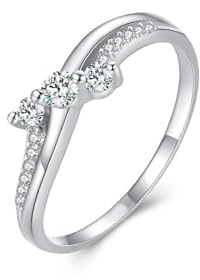 Mesnt Ring Weißgold Damen, Frauen 9 Karat Weißgold Klassisches Wellendesign mit rundem Moissanitring, Größe 47 (15.0)