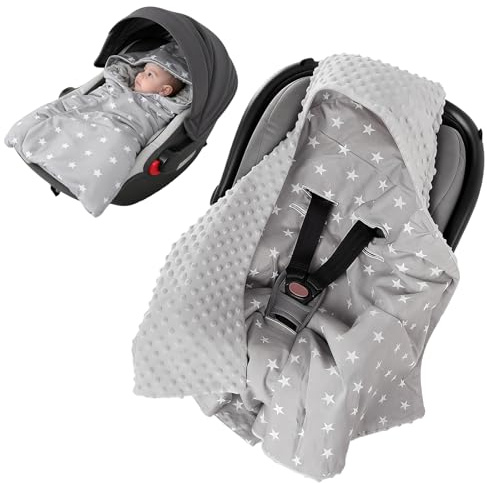 Slagtäcke babystol, 90 x 90 cm, babyfilt, muslin, inslagbar babystol, höst vinter, babyfilt 100 % bomull för barnvagn, bilstol, buggy