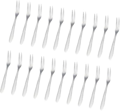 Cabilock 20 Mini Tenedores de Fruta de Acero Inoxidable Aptos para Frutas Pasteles y Aperitivos Tamaño Compacto Set de 20 Unidades para Uso en Hogar Restaurante y Bar