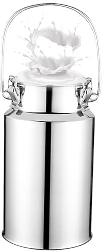 Milchkanne 10 Liter Edelstahl Mit Deckel, Milchkännchen Farm Milk Transport Can Milchkanne Mit Deckel Luftdichtes Edelstahl Luftdichtes Für Milch Und Wein Flüssigkeit,A-10Liter