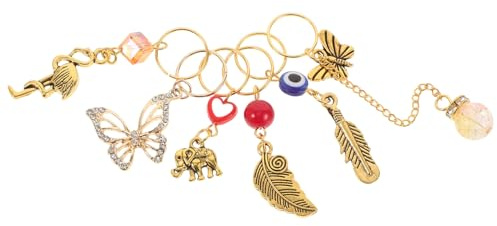 Beavorty 6pcs Alloy Elephant Rose Pendant Hair Jewels for Braids, Crystal Loc Dreadlocks Jewelry, Multi-shape Hair Decorations for Women