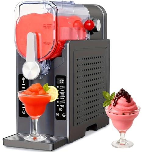 Machine à granita et sorbetière de 2 litres (70 oz), capacité de liquide de 1,6 litre (54 oz), sans glace, commandes numériques, grise