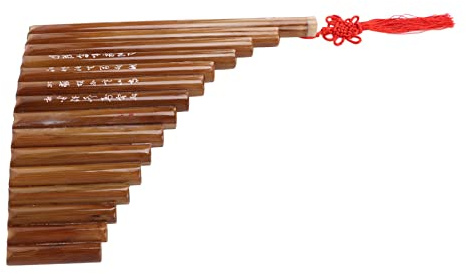 LICAEVEY 15 Pfeifen, Bambus-Panflöte, Handgefertigt, Natürliches Chinesisches Traditionelles Musikinstrument für Anfänger und Erwachsene, Bambus und Holz