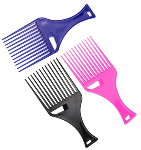 Peine de Salón Profesional Dientes Anchos para Corte y Teñido, 3 Unidades | Herramienta de Peluquería Antideslizante, Masajea Cuero Cabelludo, Diseño Hueco en Mango, Fácil Almacenamiento