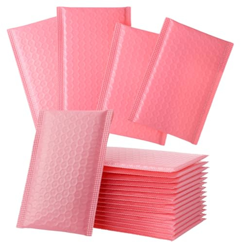 DECHOUS 60 Sobres de Burbujas Rosa de Película Coextrusada Pe Resistentes para Embalaje y Envío de Accesorios como Fundas de Teléfono y Llaveros