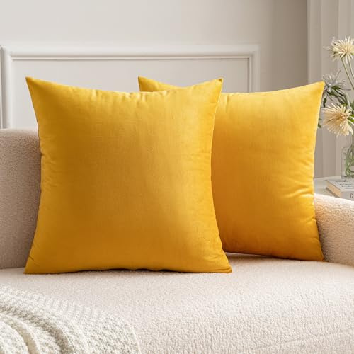 MIULEE Lot de 2 Housses de Coussins en Velours Décoratif Canapé Taie d'oreiller Doux Confortable Decoration Maison Salon Chambre pour Canapé 40X40CM Jaune Orange