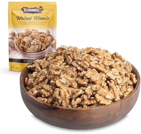 nueces de gran calibre 1kg I granos de nuez 1 KG I Nueces en grano 1 Kg I Gran calibre I Sin sal I Natural I Cruda I Saludable y nutritiva I Libre de OGM I Para dietas veganas y vegetarianas I Dorimed